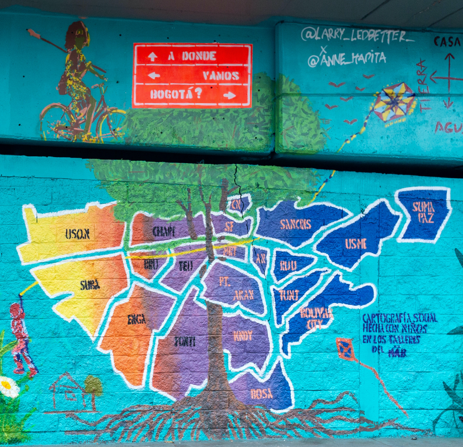 Mural del mapa por localidades de Bogotá