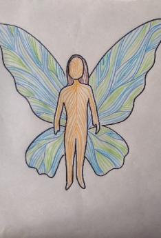 Dibujo de persona con alas de mariposa