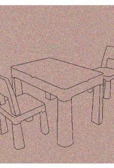 Dibujo digital mesa con sillas