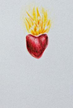 Dibujo a color Corazón con fuego
